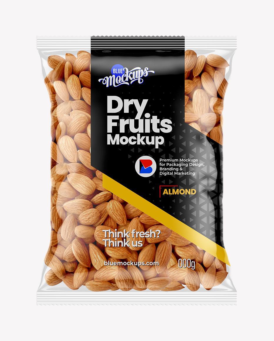Clear pillow bag with almonds
