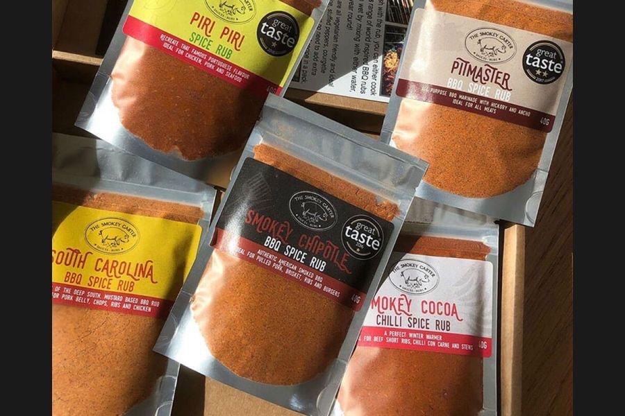 Printed spice-rub pouch range
