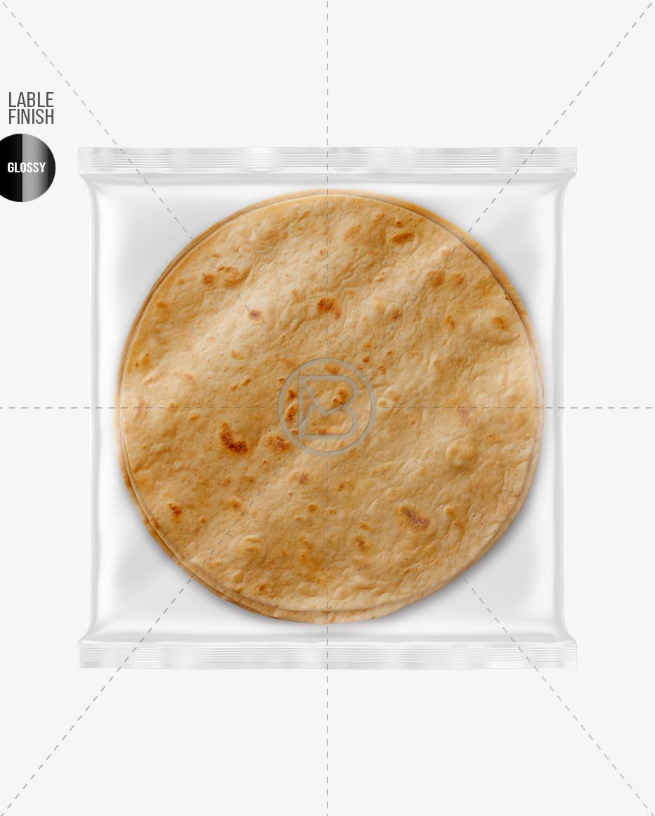 Glossy tortilla flow-wrap pack