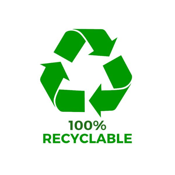 100% recyclable — environmentally friendly packaging